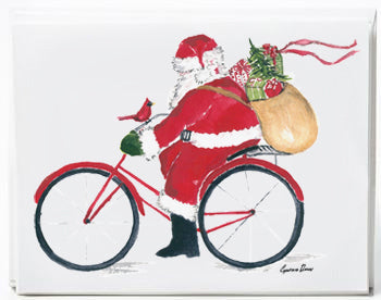 Santa on Bike - box of 8